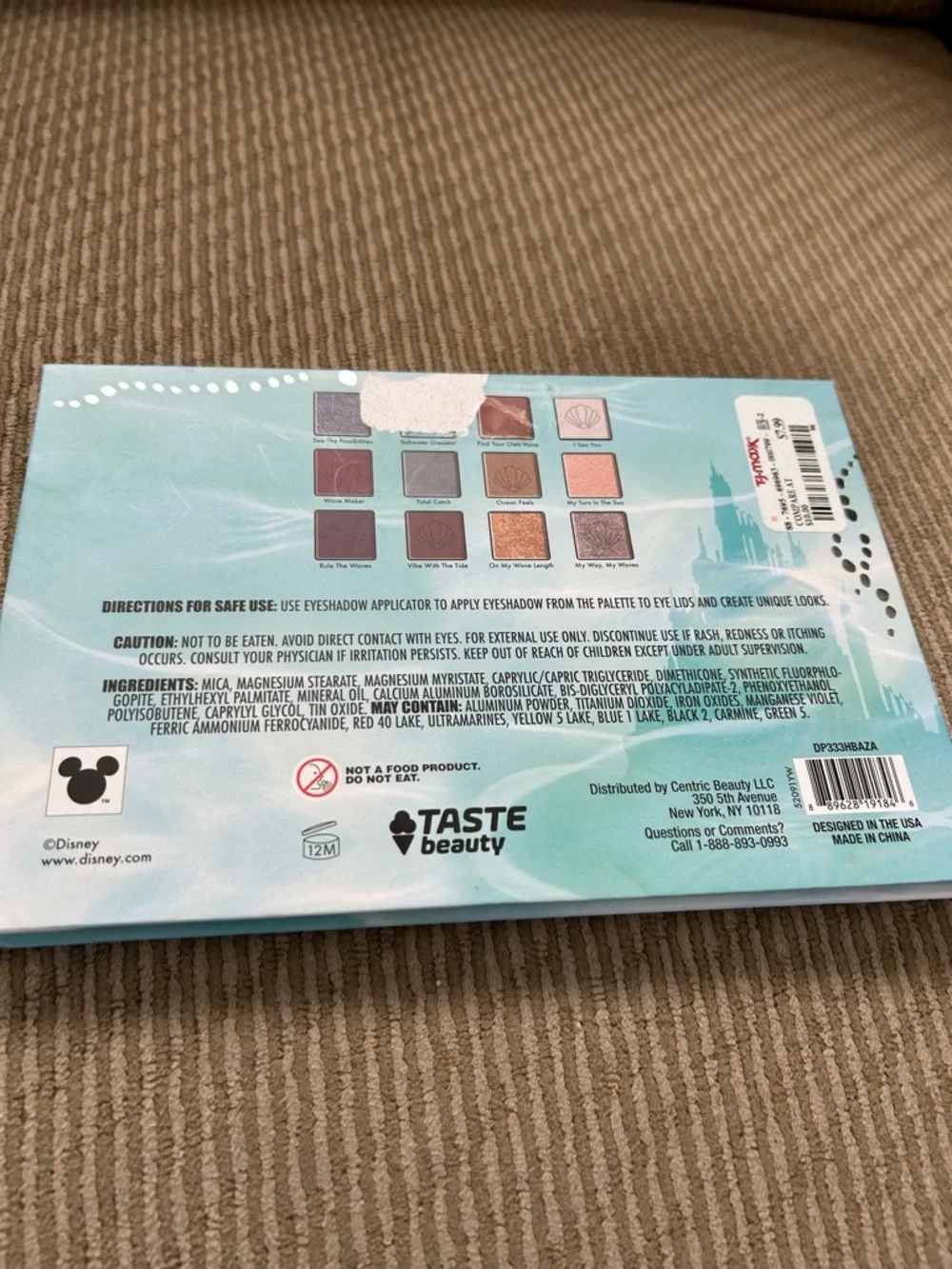 Disney Mermaid NWT Themed Eyeshadow Palette Box - Aqua with Red Accent - Picture 3 of 3